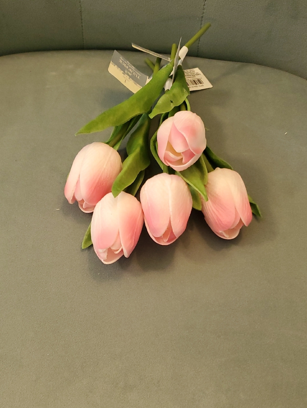 Soft Pink Faux Tulip Bundle with Green Foliage